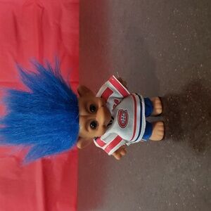 VTG Russ Troll Doll Montreal Candien Forest Troll 1990's #28 Blue Hair  8" tall